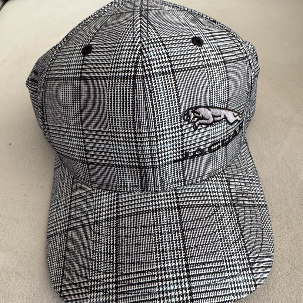 Plaid Baseball Cap with Embroidered Jaguar Logo